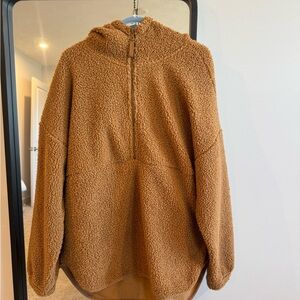 Old Navy Brown Sherpa Quarter Zip Hoodie